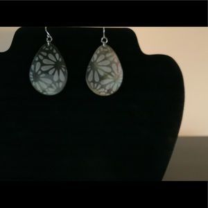 Black with Silver Flower Earrings